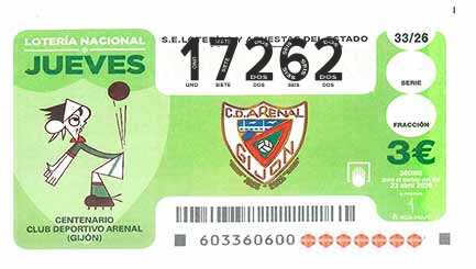 Décimo 17262 del sorteo 33-23/04/2026 Jueves