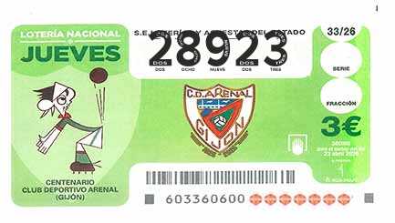Décimo 28923 del sorteo 33-23/04/2026 Jueves