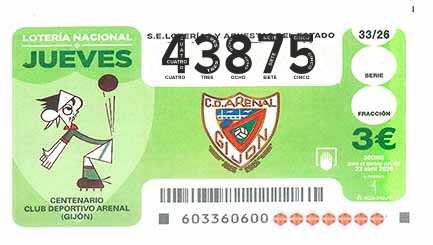 Décimo 43875 del sorteo 33-23/04/2026 Jueves