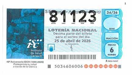 Décimo 81123 del sorteo 34-25/04/2026 Sábado