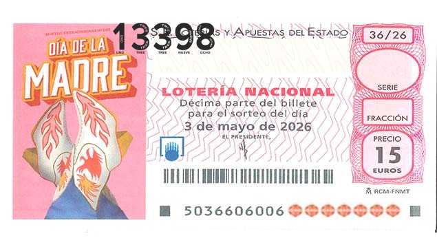 Décimo 13398 del sorteo 36-03/05/2026 Sábado