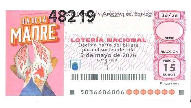 Décimo 48219 del sorteo 36-03/05/2026 Sábado