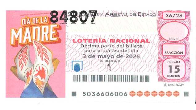 Décimo 84807 del sorteo 36-03/05/2026 Sábado