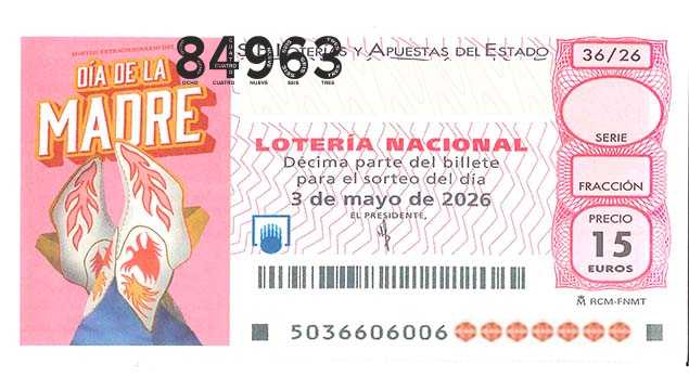 Décimo 84963 del sorteo 36-03/05/2026 Sábado