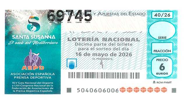 Décimo 69745 del sorteo 40-16/05/2026 Sábado