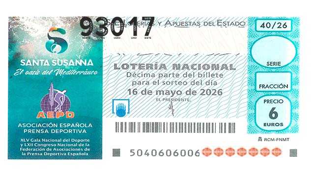 Décimo 93017 del sorteo 40-16/05/2026 Sábado