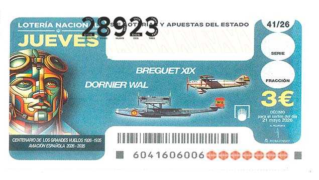 Décimo 28923 del sorteo 41-21/05/2026 Jueves