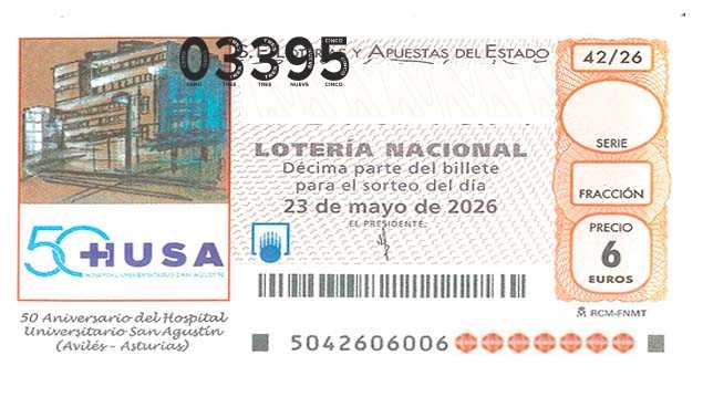 Décimo 03395 del sorteo 42-23/05/2026 Sábado