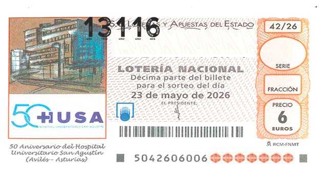 Décimo 13116 del sorteo 42-23/05/2026 Sábado