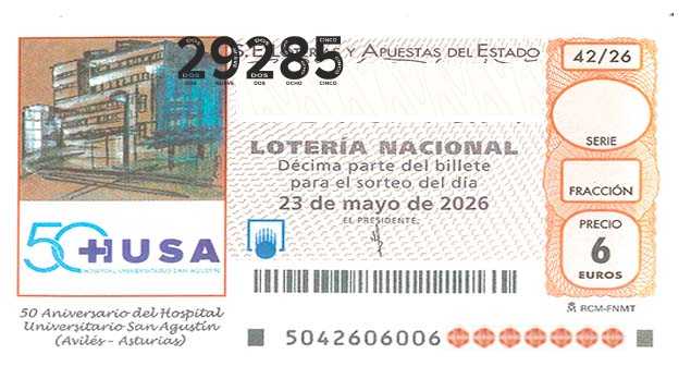 Décimo 29285 del sorteo 42-23/05/2026 Sábado