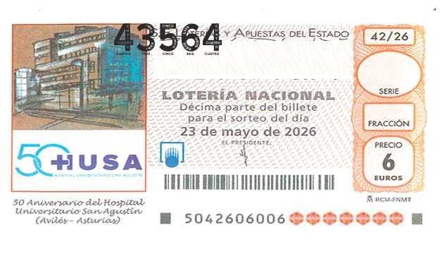 Décimo 43564 del sorteo 42-23/05/2026 Sábado