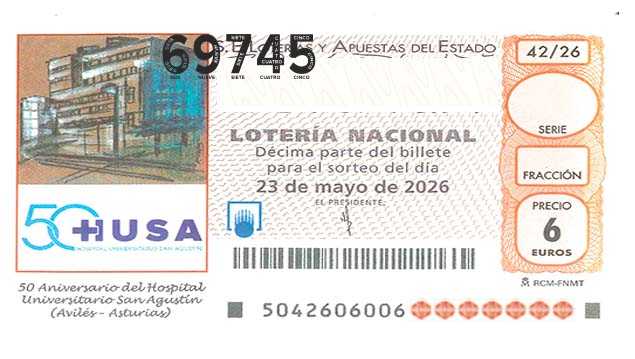 Décimo 69745 del sorteo 42-23/05/2026 Sábado