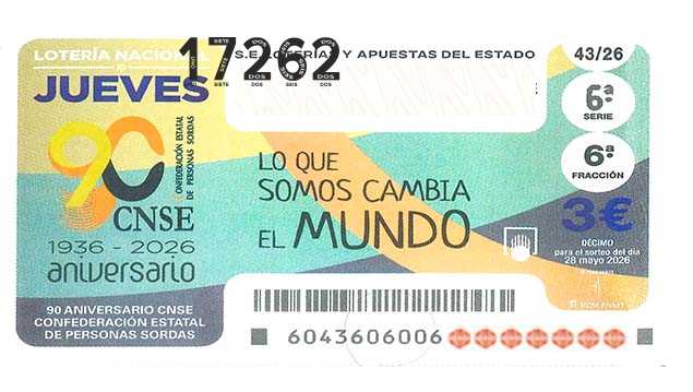Décimo 17262 del sorteo 43-28/05/2026 Jueves