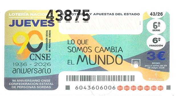 Décimo 43875 del sorteo 43-28/05/2026 Jueves