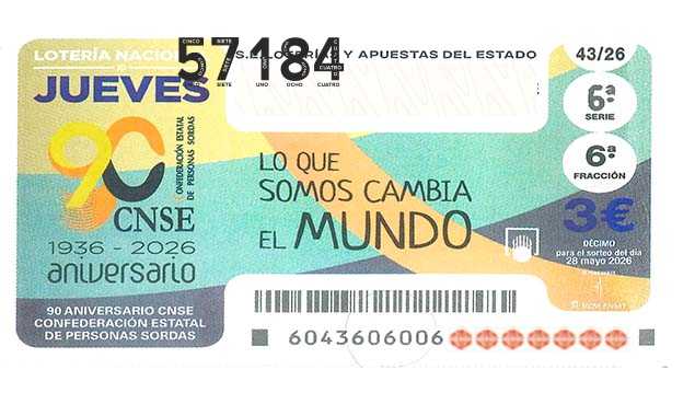 Décimo 57184 del sorteo 43-28/05/2026 Jueves
