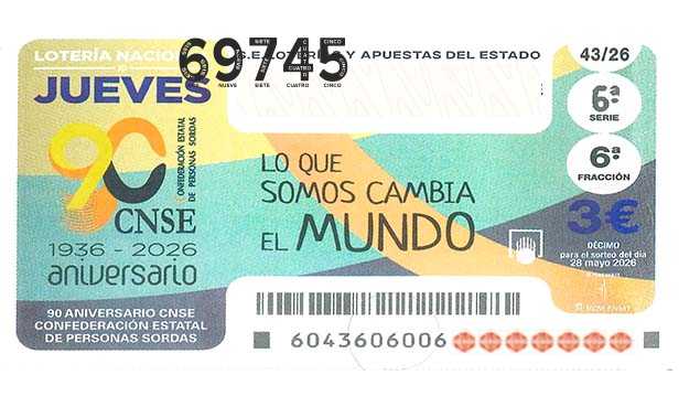 Décimo 69745 del sorteo 43-28/05/2026 Jueves