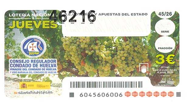 Décimo 46216 del sorteo 45-04/06/2026 Jueves