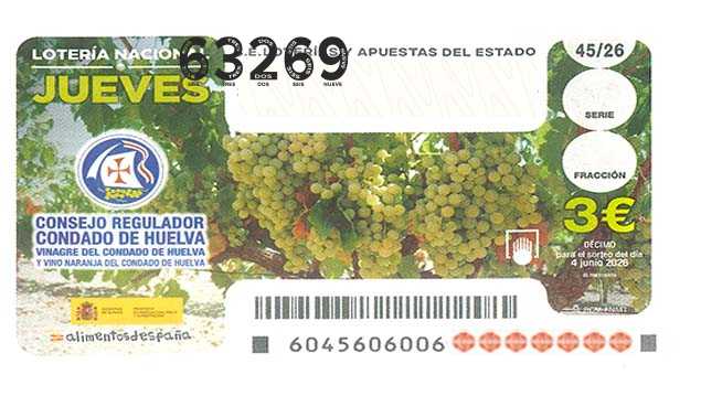 Décimo 63269 del sorteo 45-04/06/2026 Jueves
