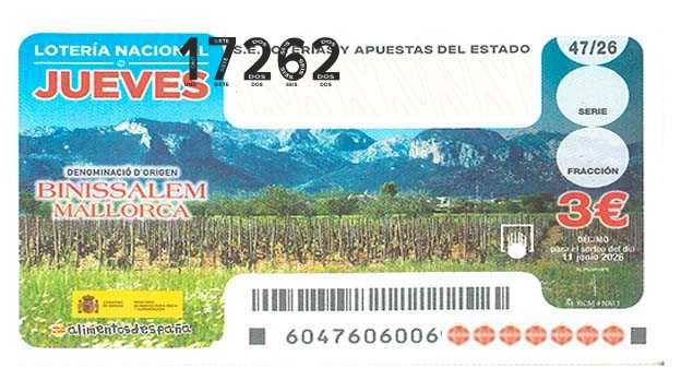 Décimo 17262 del sorteo 47-11/06/2026 Jueves