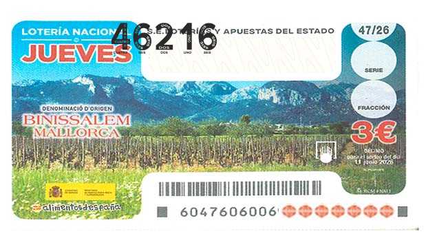 Décimo 46216 del sorteo 47-11/06/2026 Jueves