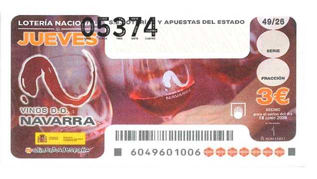 Décimo 05374 del sorteo 49-18/06/2026 Jueves