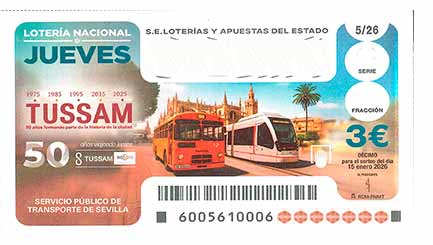 Décimo 26190 del sorteo 5-15/01/2026 Jueves