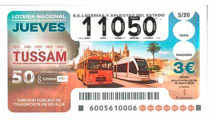 Décimo 11050 del sorteo 5-15/01/2026 Jueves