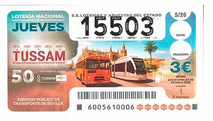 Décimo 15503 del sorteo 5-15/01/2026 Jueves