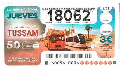 Décimo 18062 del sorteo 5-15/01/2026 Jueves