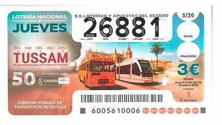 Décimo 26881 del sorteo 5-15/01/2026 Jueves