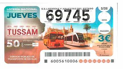 Décimo 69745 del sorteo 5-15/01/2026 Jueves