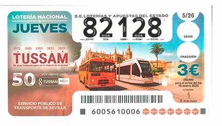 Décimo 82128 del sorteo 5-15/01/2026 Jueves