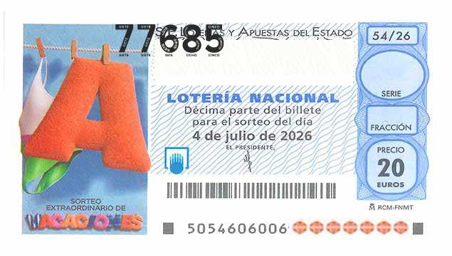 Décimo 77685 del sorteo 54-04/07/2026 Sábado