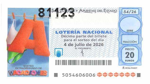 Décimo 81123 del sorteo 54-04/07/2026 Sábado