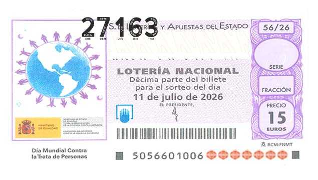 Décimo 27163 del sorteo 56-11/07/2026 Sábado