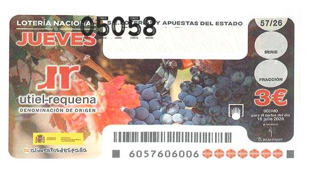 Décimo 05058 del sorteo 57-16/07/2026 Jueves