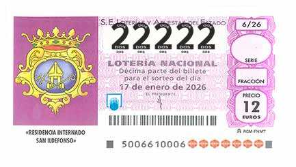 Décimo 22222 del sorteo 6-17/01/2026 Sábado