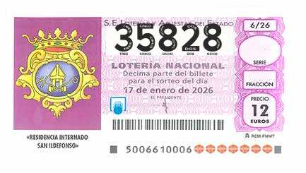 Décimo 35828 del sorteo 6-17/01/2026 Sábado