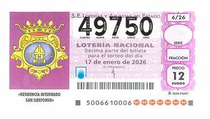 Décimo 49750 del sorteo 6-17/01/2026 Sábado