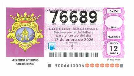 Décimo 76689 del sorteo 6-17/01/2026 Sábado
