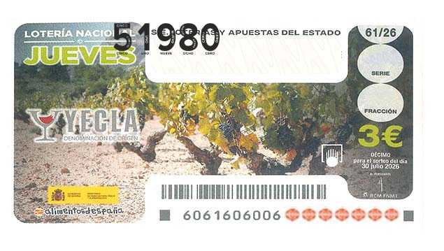 Décimo 51980 del sorteo 61-30/07/2026 Jueves
