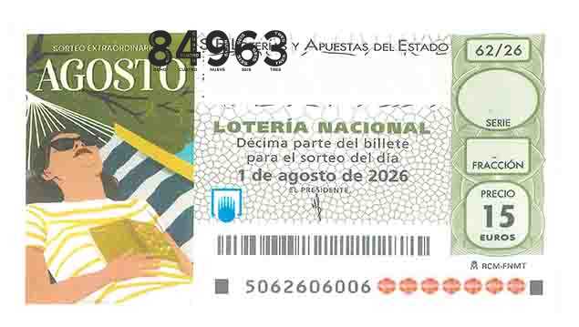 Décimo 84963 del sorteo 62-01/08/2026 Sábado