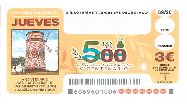 Décimo 32057 del sorteo 69-27/08/2026 Jueves