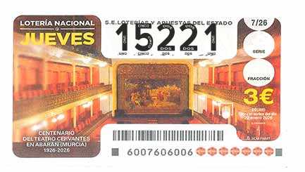 Décimo 15221 del sorteo 7-22/01/2026 Jueves
