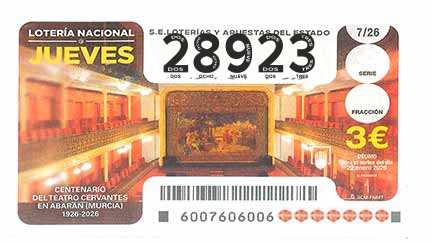 Décimo 28923 del sorteo 7-22/01/2026 Jueves