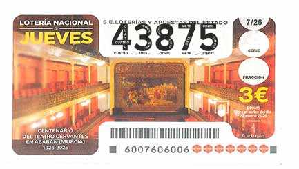 Décimo 43875 del sorteo 7-22/01/2026 Jueves