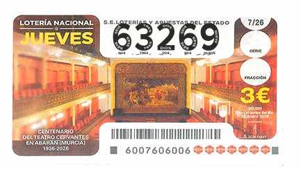 Décimo 63269 del sorteo 7-22/01/2026 Jueves