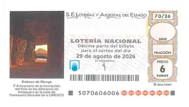 Décimo 28540 del sorteo 70-29/08/2026 Sábado