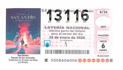 Décimo 13116 del sorteo 8-24/01/2026 Sábado