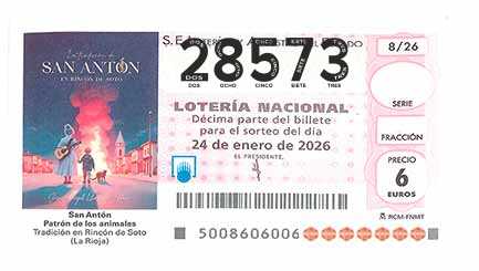 Décimo 28573 del sorteo 8-24/01/2026 Sábado